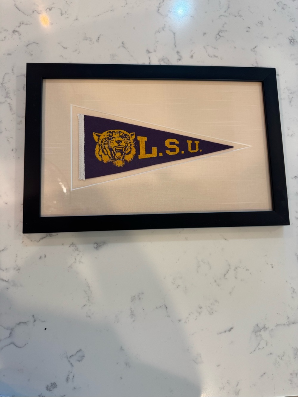💜🏈Vintage 1950s LSU Tigers Hormel Wool Felt Pennant Framed Rare NCAA Decor💛🏈